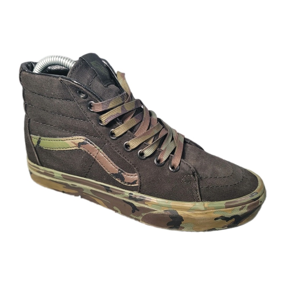 Vans Off The Wall Camo Shoes Mens 5 Womens 6.5 Sk8 Hi Top Sneakers Black Green